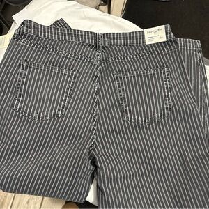 Women's Gray Striped Straight Leg Jeans